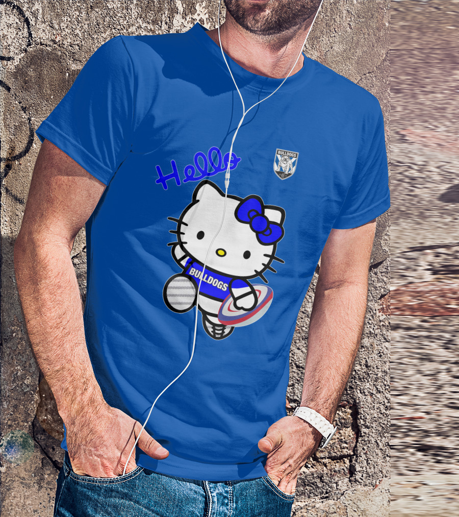 NRL1004 Hello Bulldogs Canterbury Bankstown Hello Kitty T-Shirt