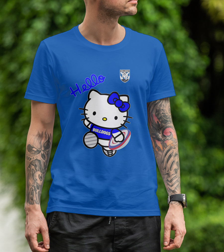 NRL1004 Hello Bulldogs Canterbury Bankstown Hello Kitty T-Shirt
