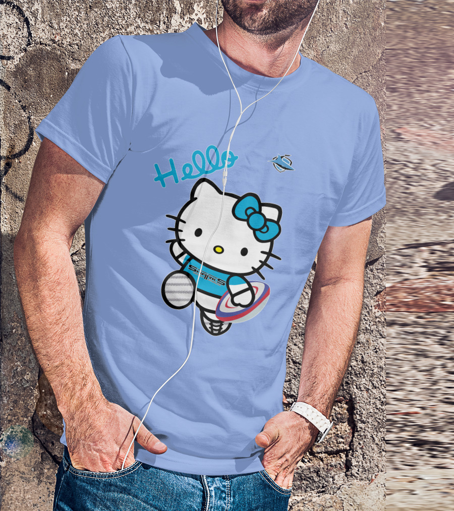 NRL1005 Cronulla Sutherland Sharks Hello Kitty Rugby Player T-Shirt