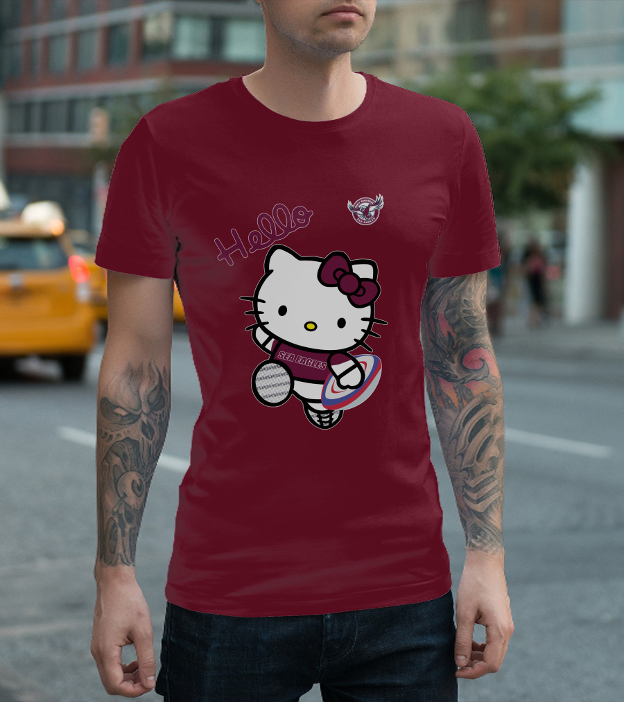 NRL1007 Manly Warringah Sea Eagles Hello Kitty Rugby Fan T-Shirt