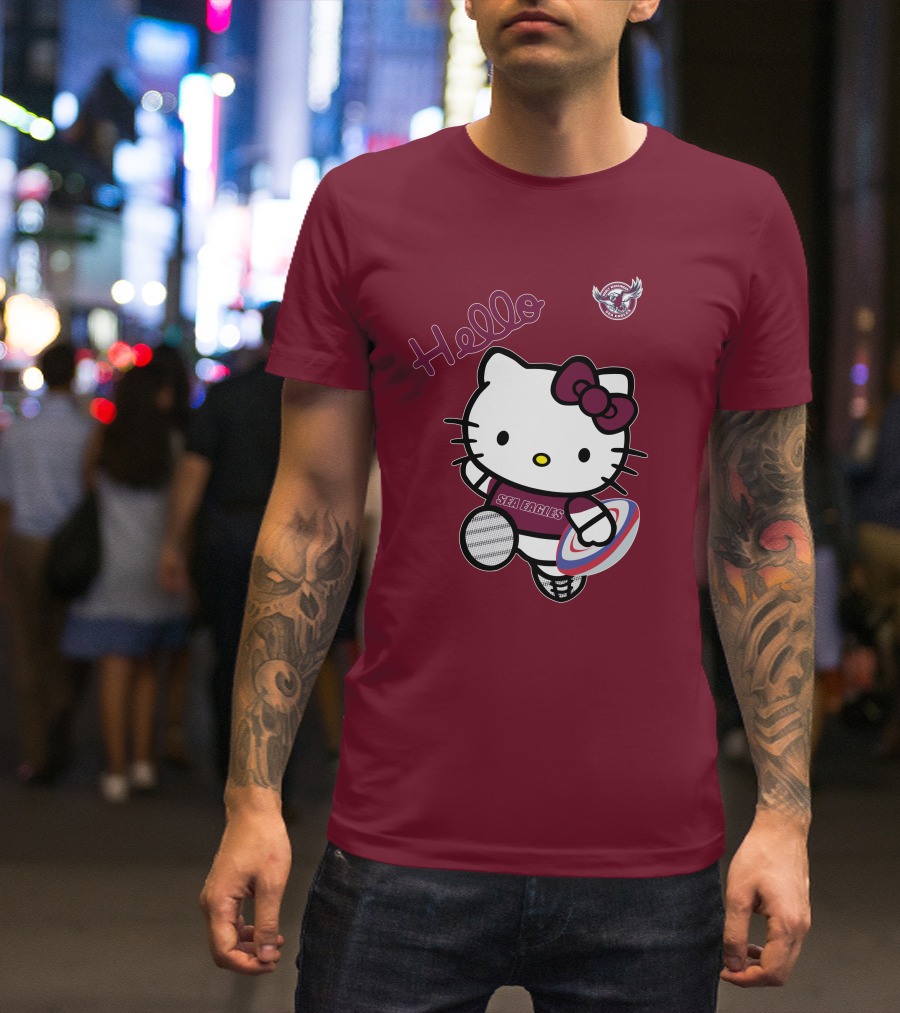 NRL1007 Manly Warringah Sea Eagles Hello Kitty Rugby Fan T-Shirt