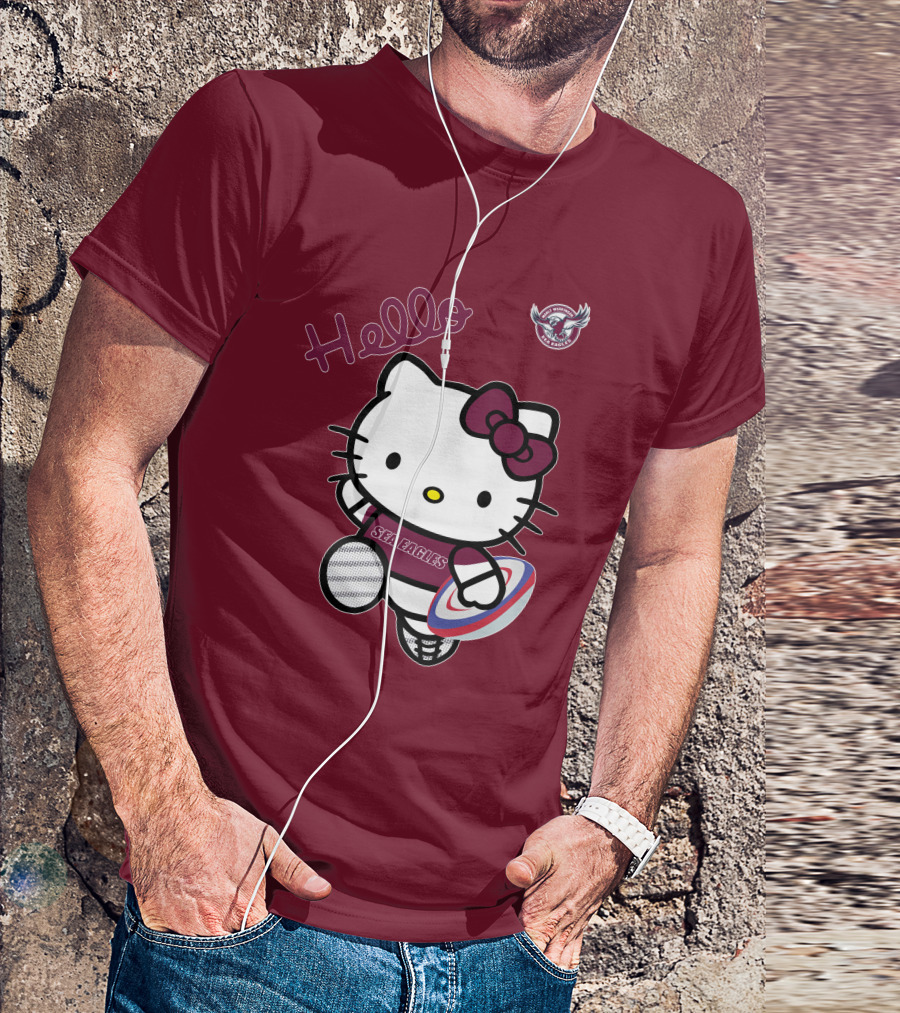 NRL1007 Manly Warringah Sea Eagles Hello Kitty Rugby Fan T-Shirt
