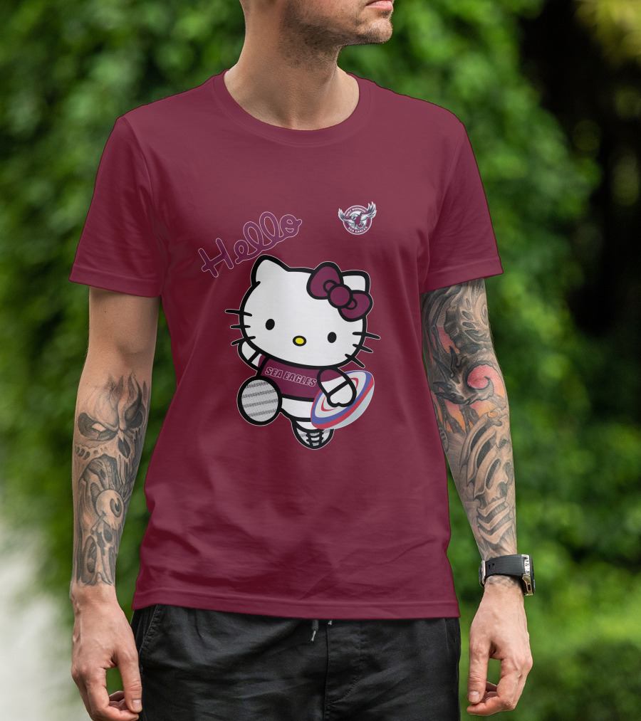 NRL1007 Manly Warringah Sea Eagles Hello Kitty Rugby Fan T-Shirt