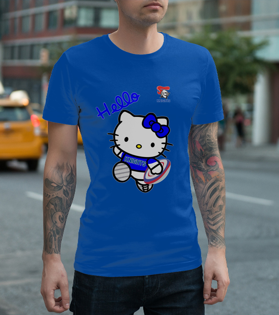 NRL1010 Newcastle Knights Hello Kitty Rugby Crossover T-Shirt