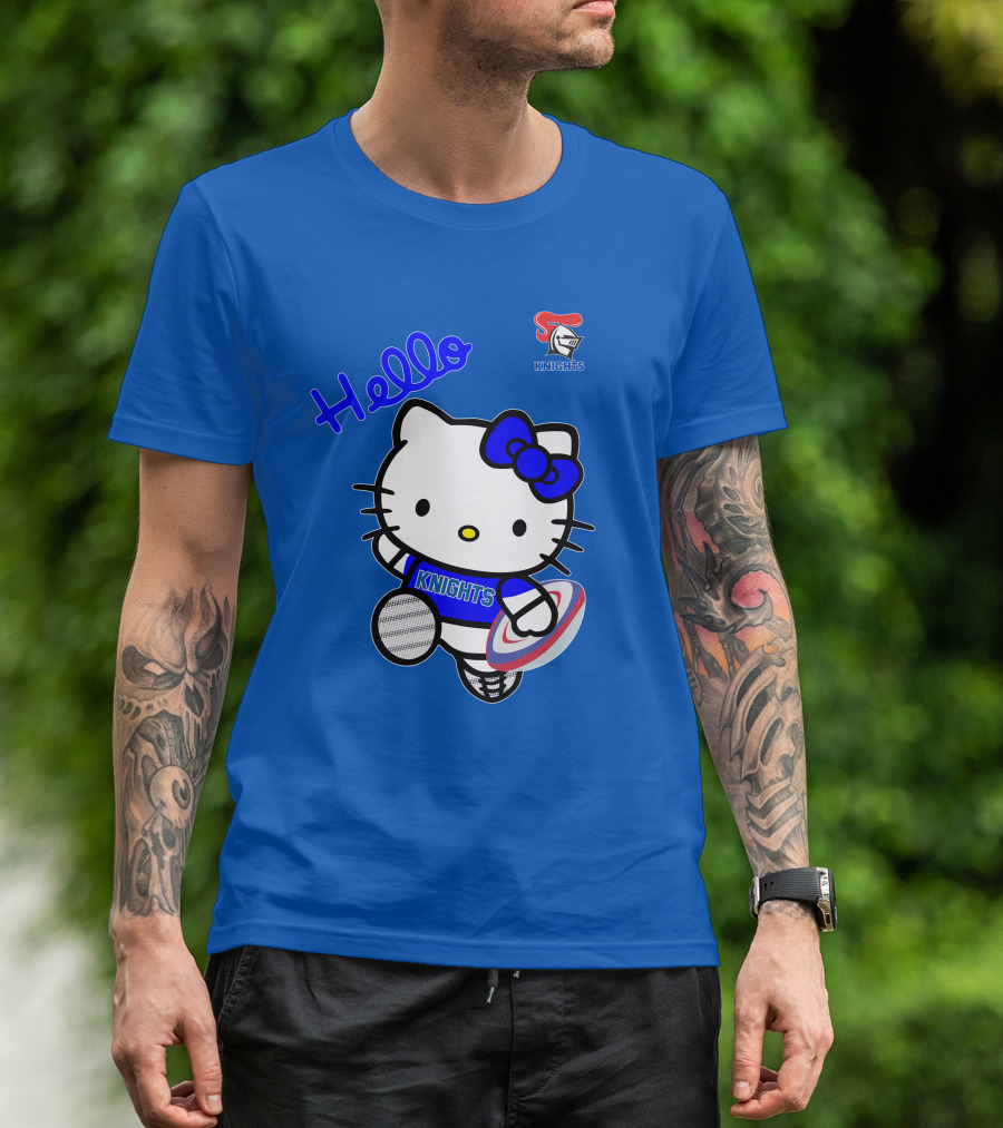 NRL1010 Newcastle Knights Hello Kitty Rugby Crossover T-Shirt