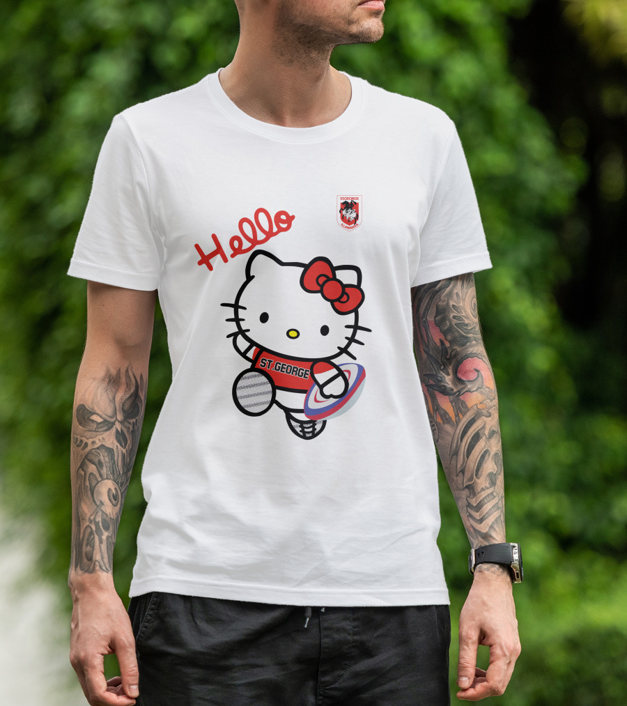 NRL1006 St. George Illawarra Dragons Hello Kitty Rugby Fan T-Shirt