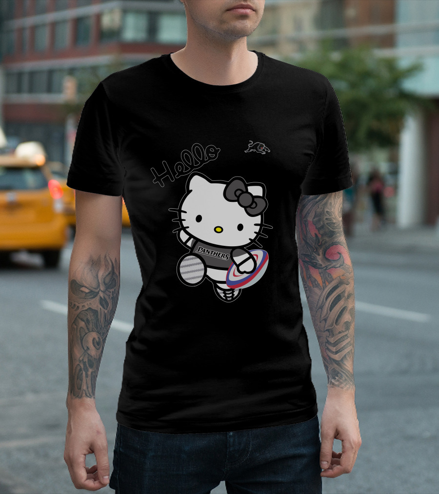NRL1015 Penrith Panthers Hello Kitty Rugby Crossover T-Shirt