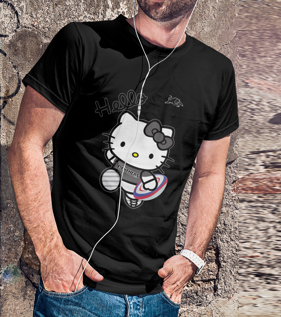 NRL1015 Penrith Panthers Hello Kitty Rugby Crossover T-Shirt