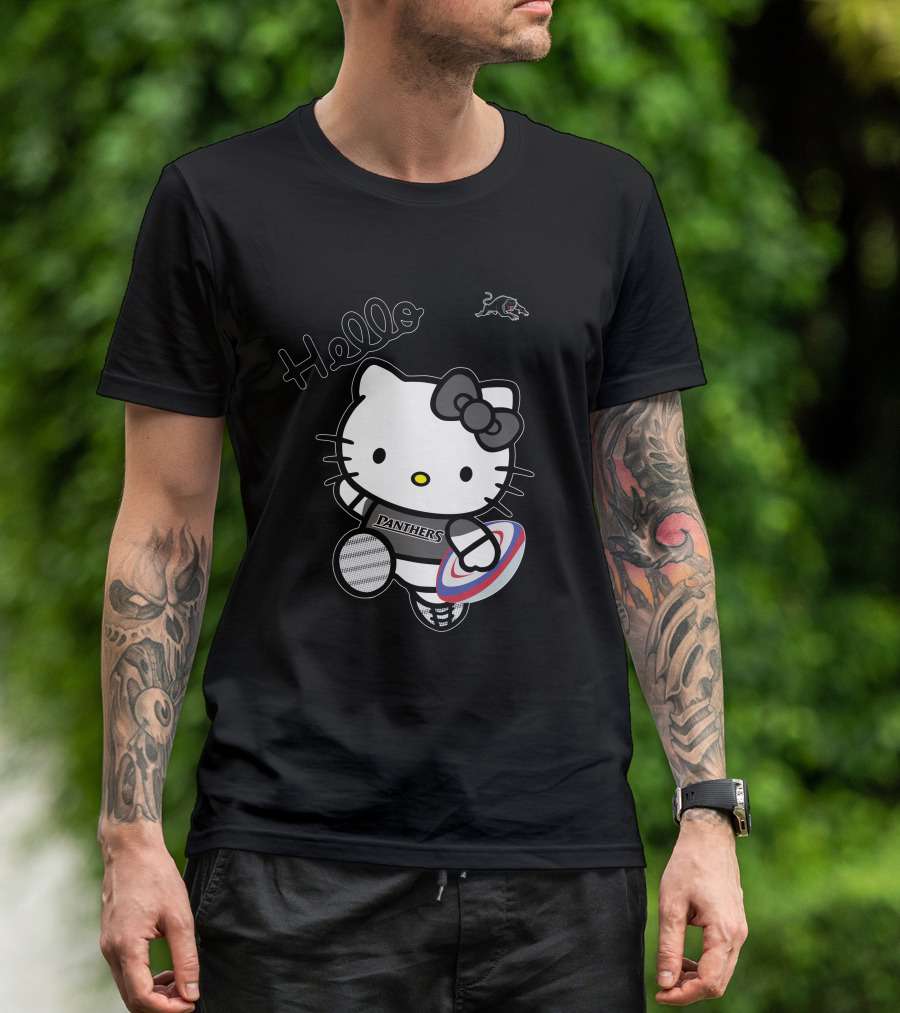 NRL1015 Penrith Panthers Hello Kitty Rugby Crossover T-Shirt