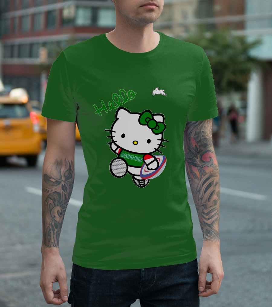 NRL1016 South Sydney Rabbitohs Hello Kitty Rugby Fan Collection T-Shirt