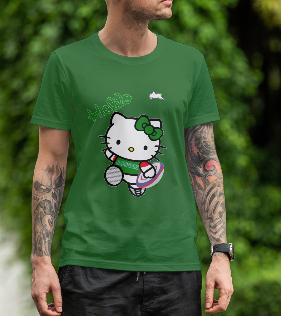 NRL1016 South Sydney Rabbitohs Hello Kitty Rugby Fan Collection T-Shirt