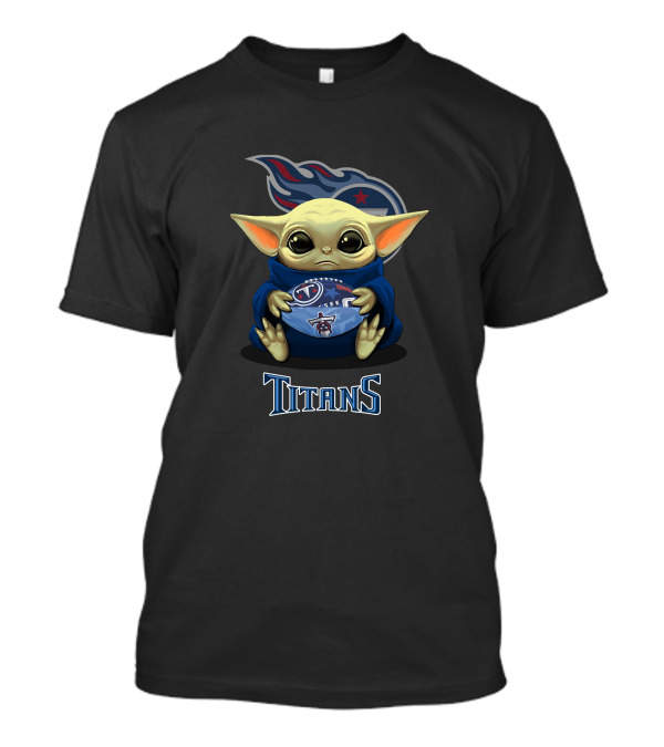 Tennessee Titans Baby Yoda Holding Football With Team T-Shirt