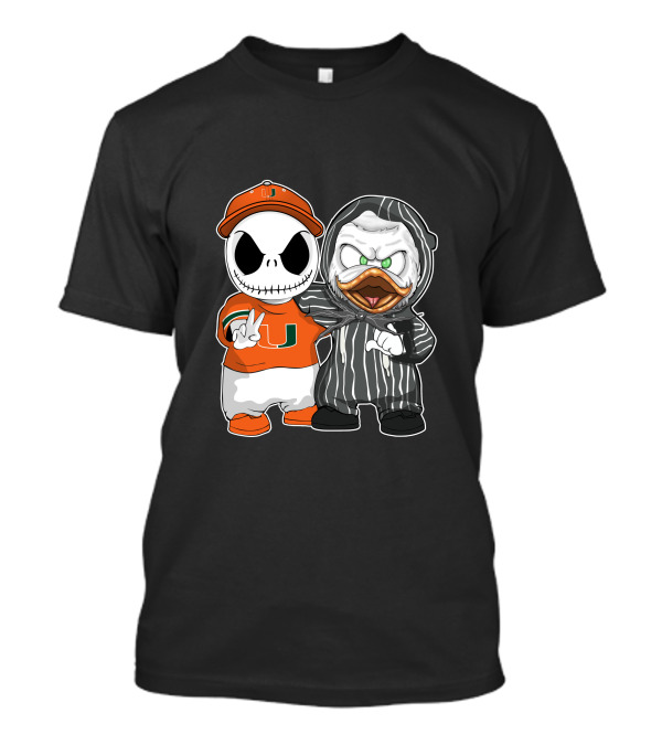 Miami Hurricanes Jack Skellington Oregon Ducks Crossover T-Shirt