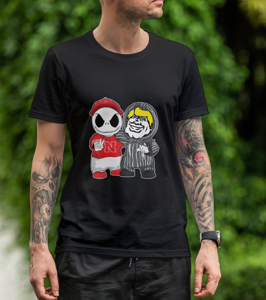 Nebraska Cornhuskers Jack Skellington With Freddy Krueger Style Character T-Shirt