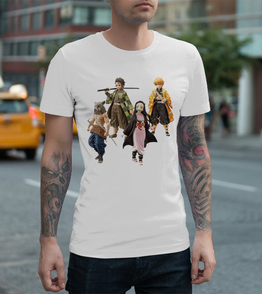 Demon Slayer Tanjiro Nezuko Zenitsu Inosuke Figures T-Shirt