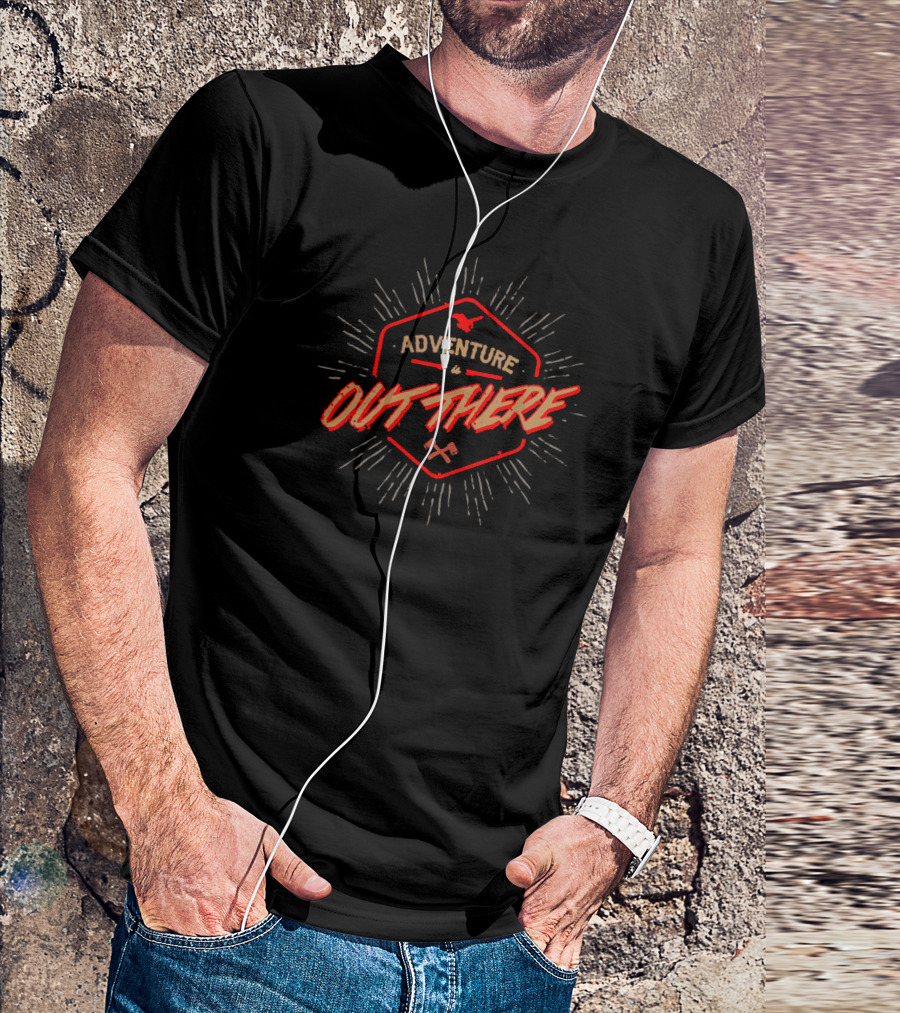 Adventure Out There Compass Badge With Crossed Arrows And Rays T-Shirt