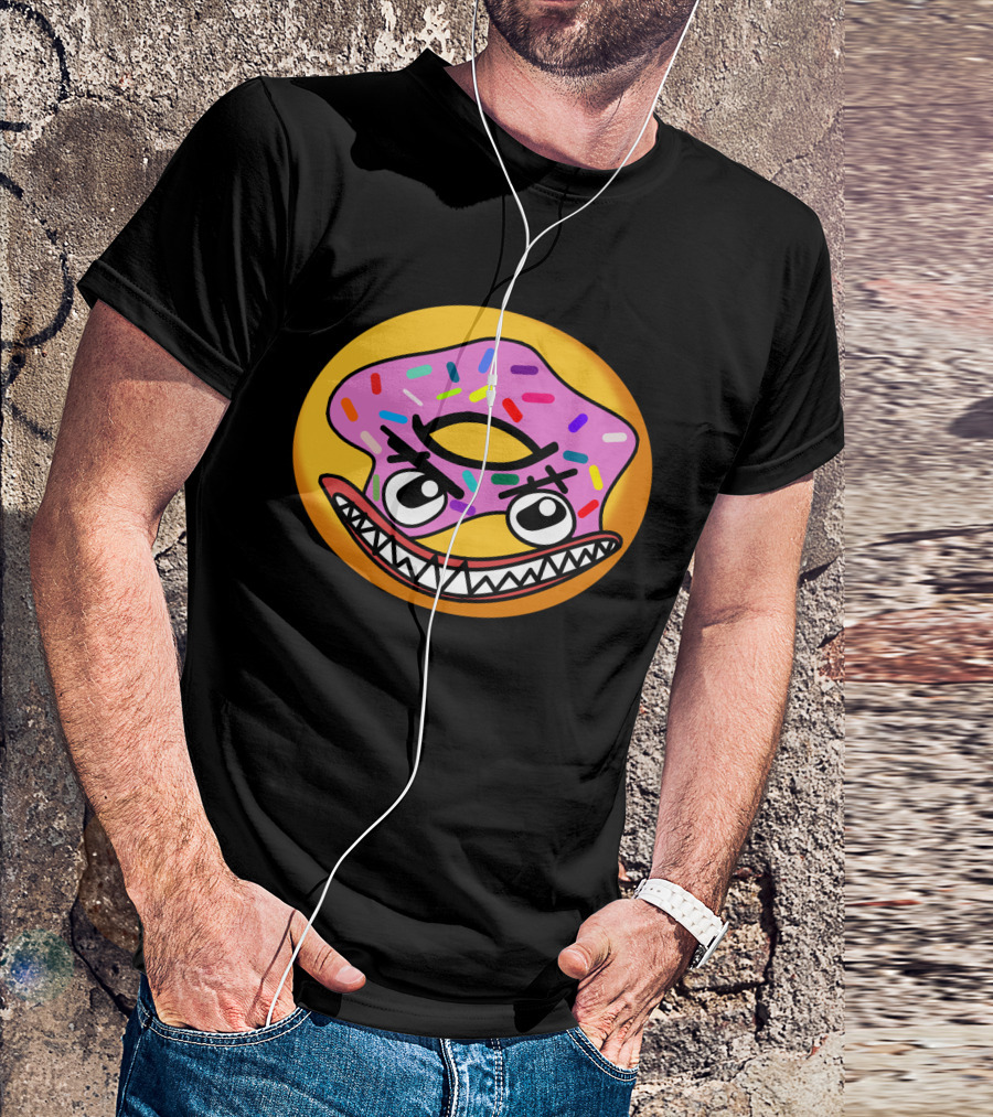 Angry Donut With Sprinkles And Fierce Face Emoji T-Shirt