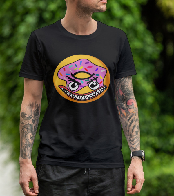 Angry Donut With Sprinkles And Fierce Face Emoji T-Shirt