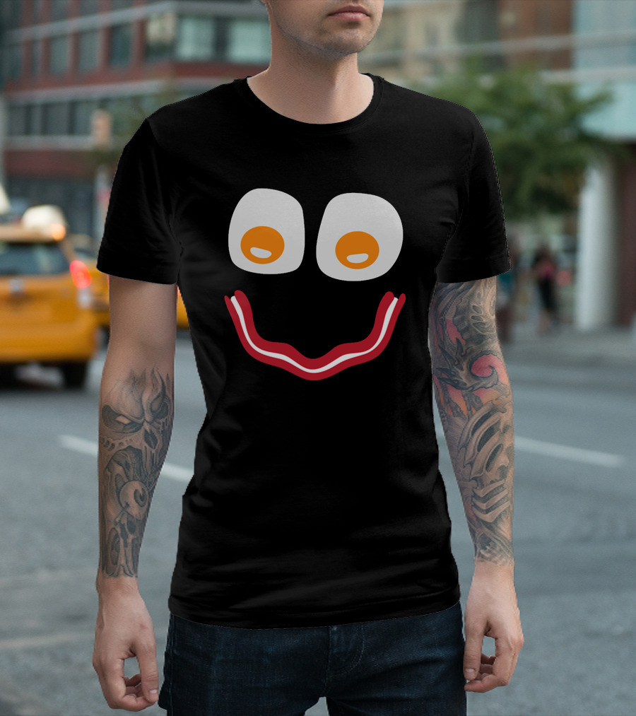 Bacon And Eggs Smiley Face T-Shirt