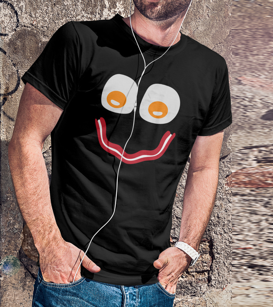 Bacon And Eggs Smiley Face T-Shirt