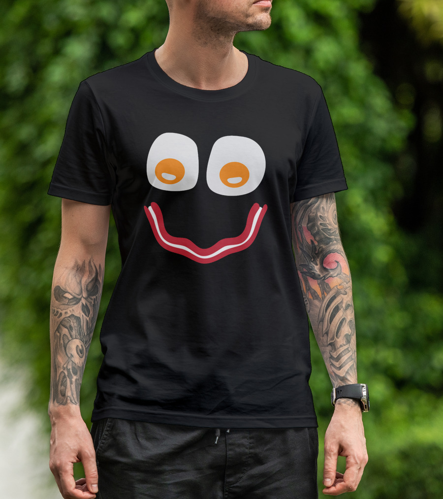Bacon And Eggs Smiley Face T-Shirt