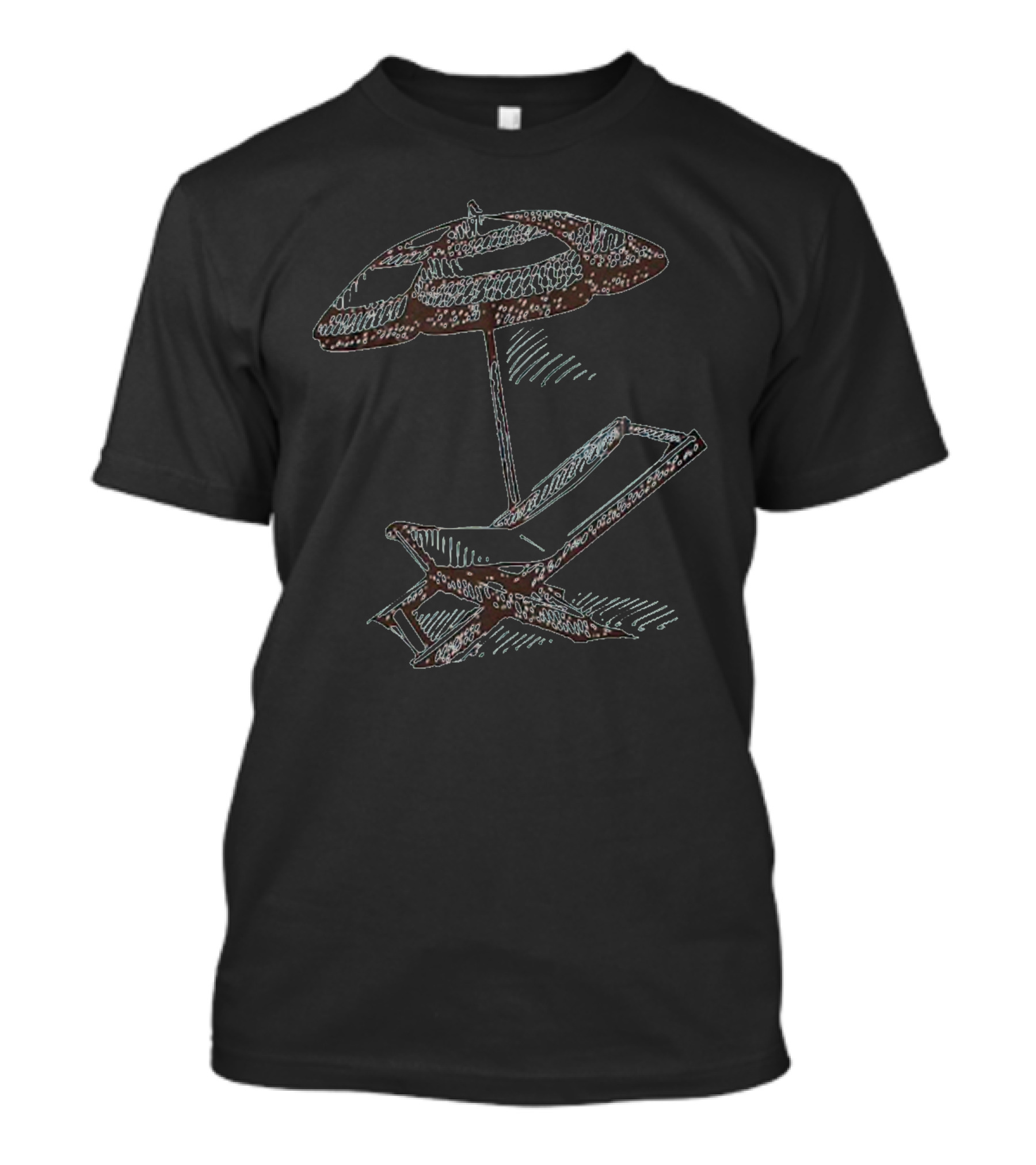 Beach Umbrella And Lounge Chair Sketch T-Shirt