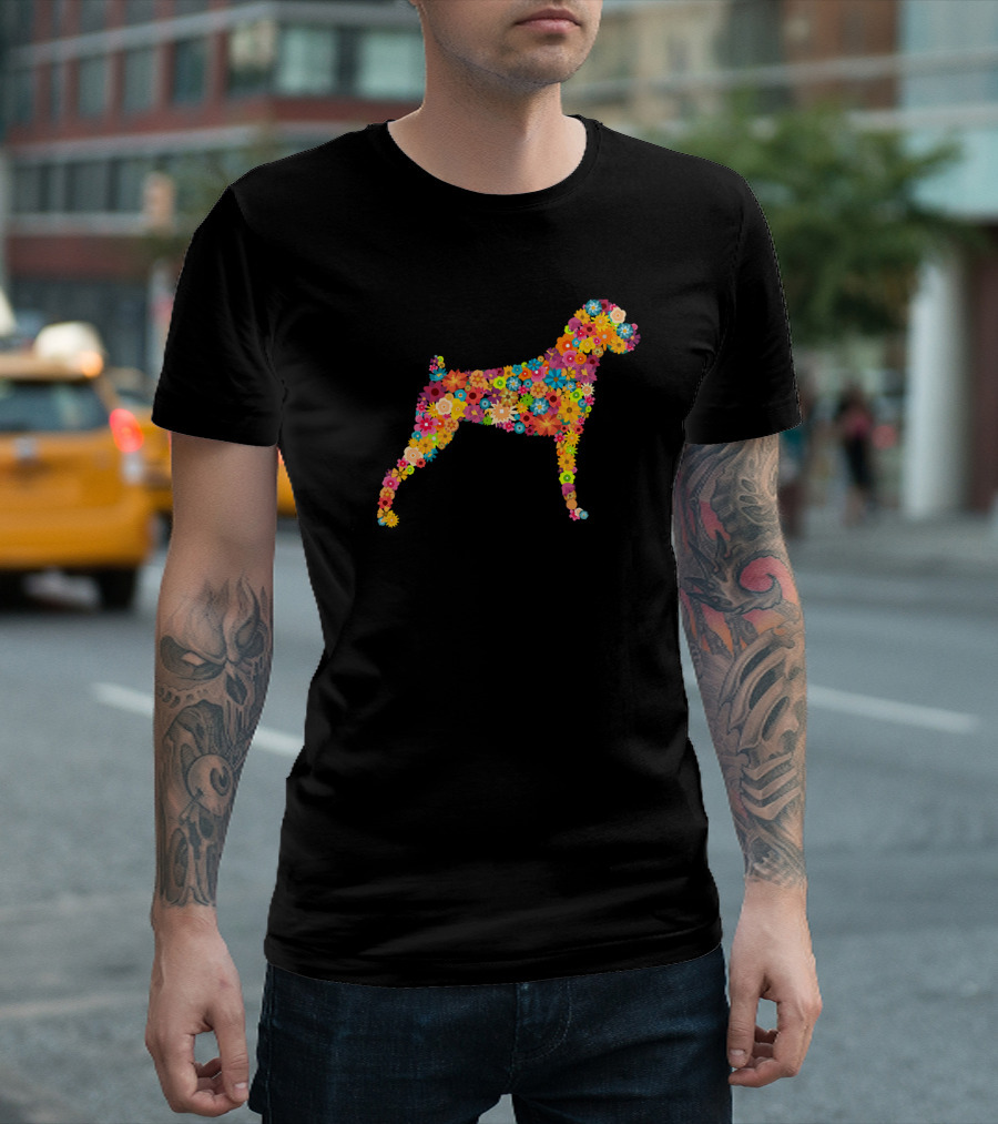 Boxer Flower Pattern Dog T-Shirt