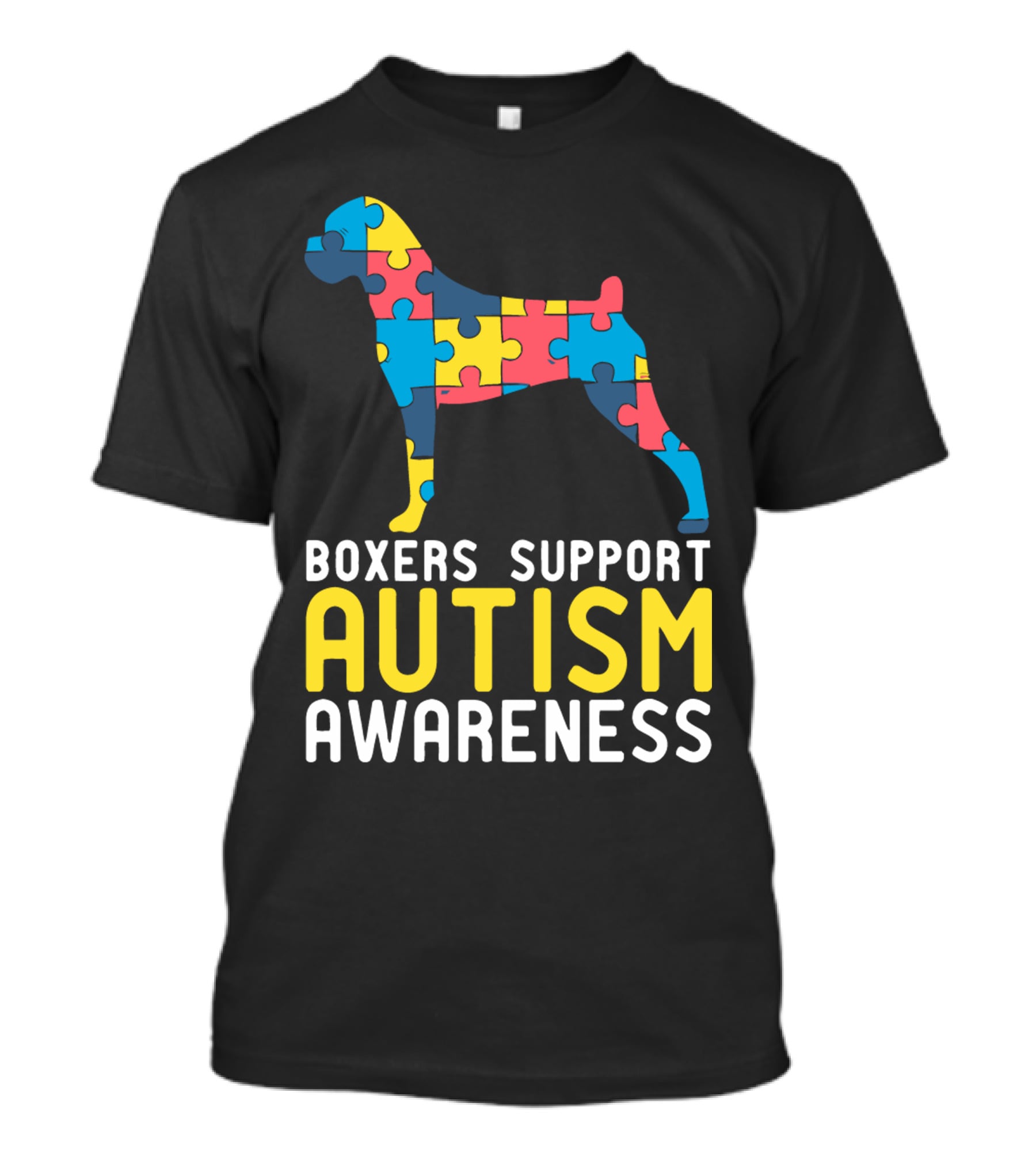 Boxers Support Autism Awareness Puzzle Dog T-Shirt