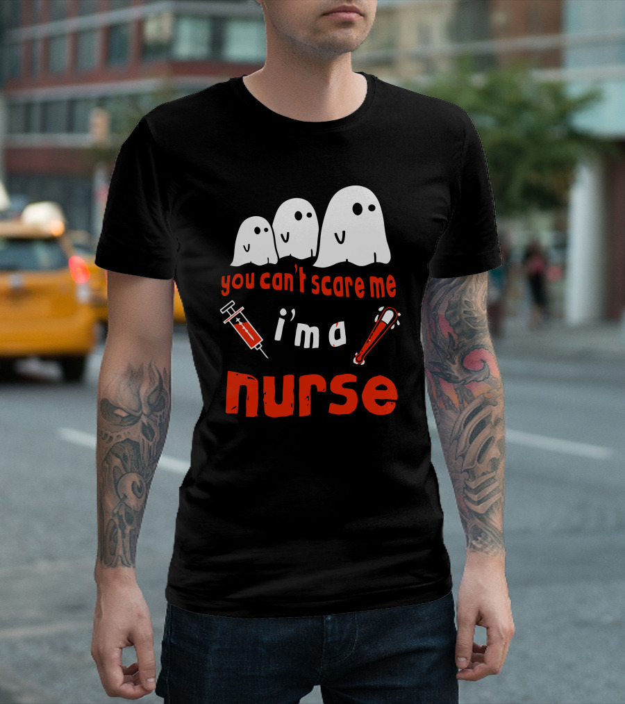 You Can't Scare Me I'm a Nurse Ghosts Syringe Bat T-Shirt