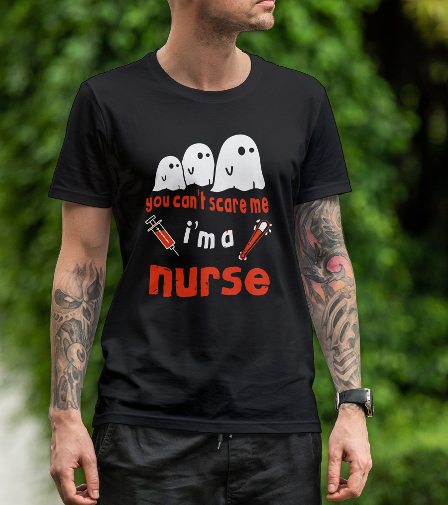 You Can't Scare Me I'm A Nurse Ghosts Syringe Bat T-Shirt