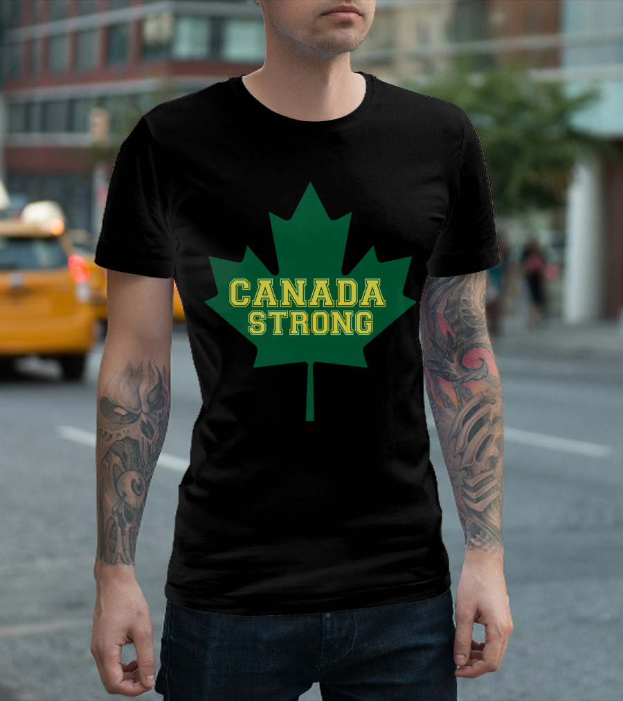 Canada Strong Maple Leaf Green and Yellow T-Shirt
