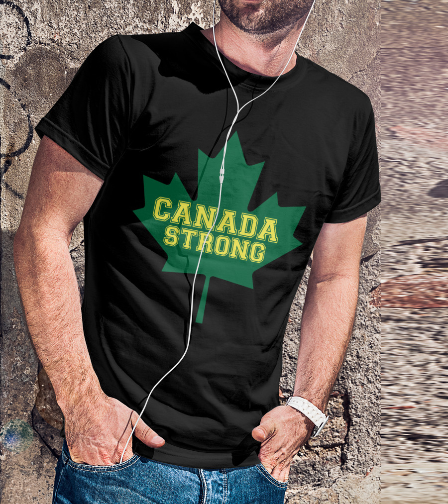 Canada Strong Maple Leaf Green And Yellow T-Shirt