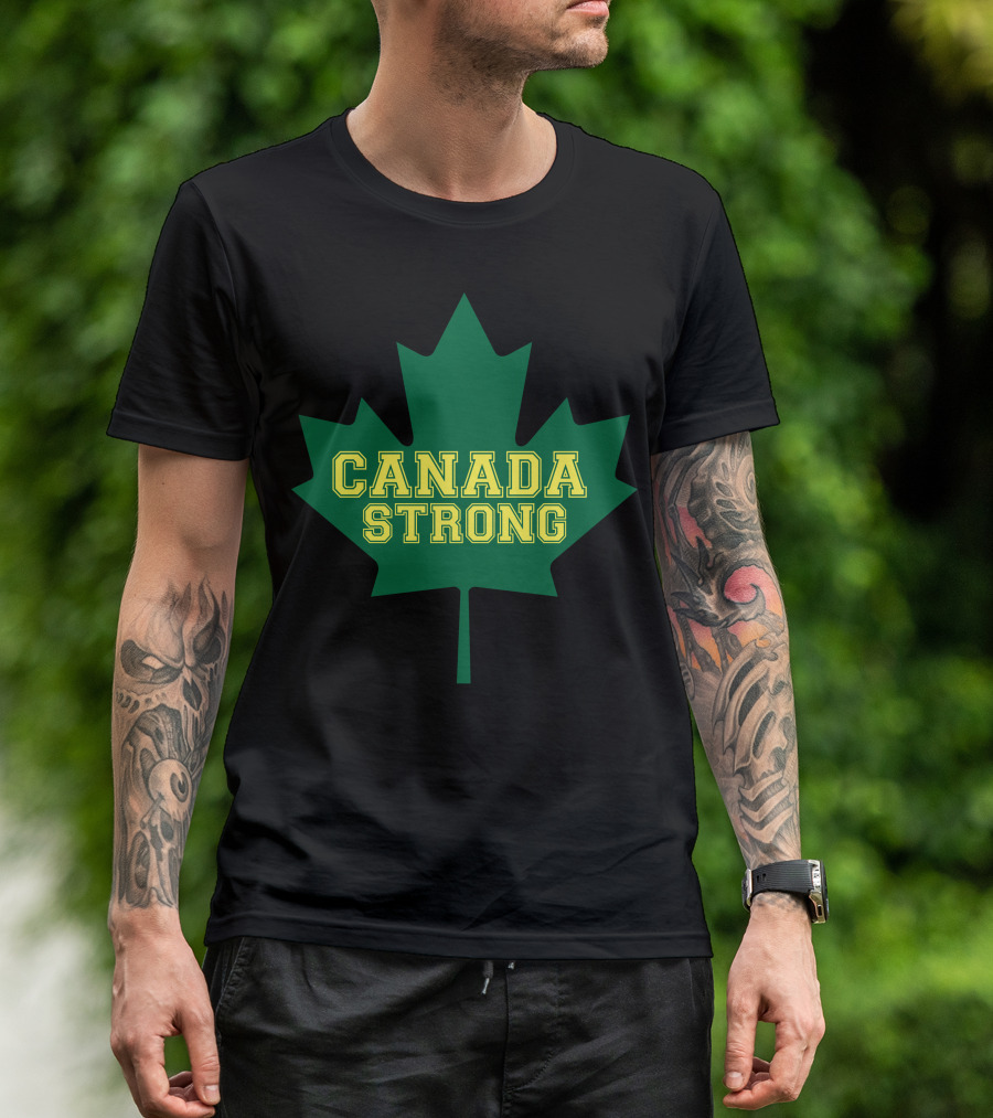Canada Strong Maple Leaf Green And Yellow T-Shirt