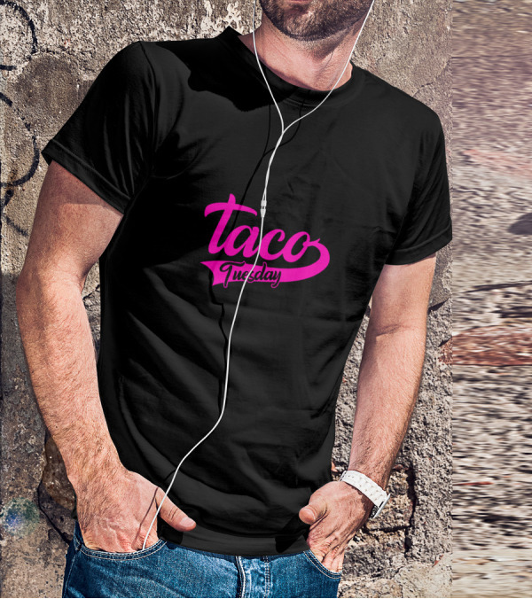 Taco Tuesday Pink Text Logo Bold Script T-Shirt