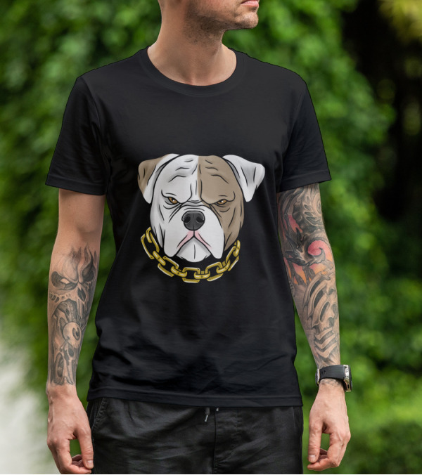 Pitbull Head With Gold Chain T-Shirt