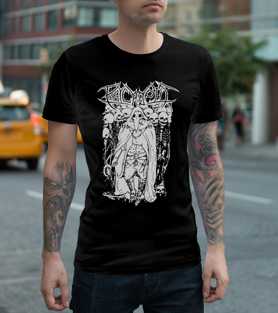 Psycroptic Plague Doctor with Skeleton Army T-Shirt