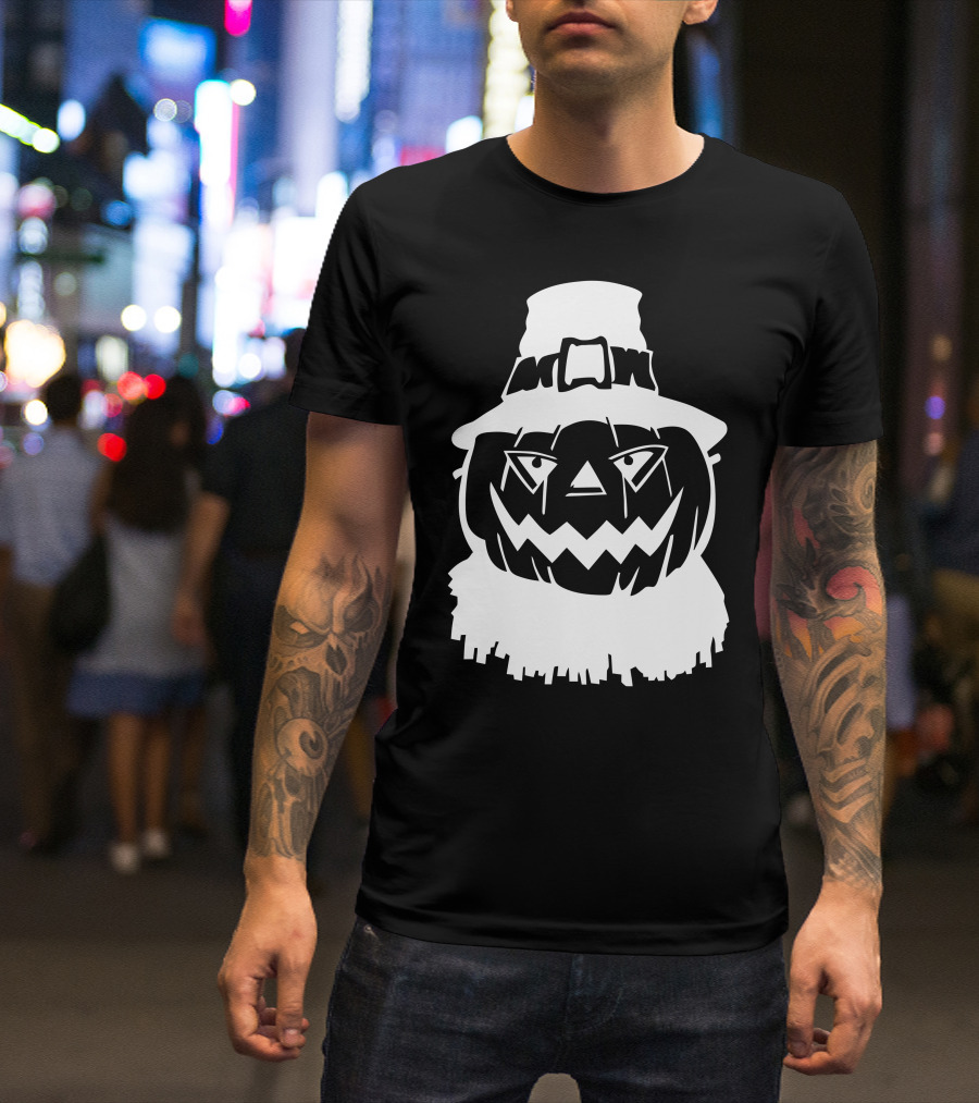 Pumpkin Face Scarecrow Hat T-Shirt