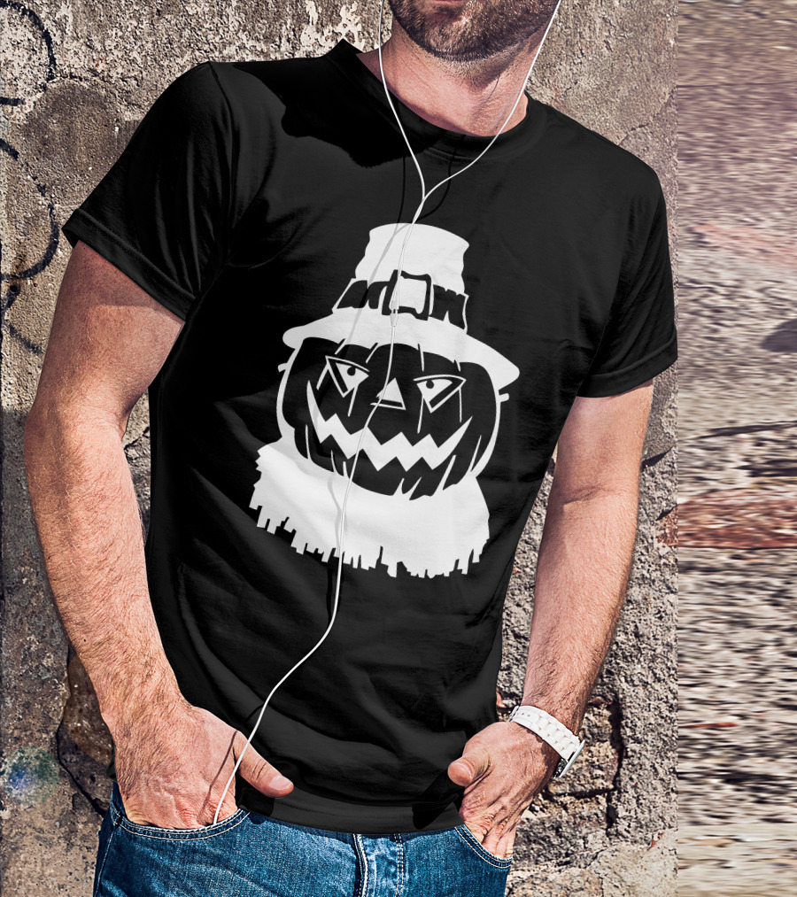 Pumpkin Face Scarecrow Hat T-Shirt