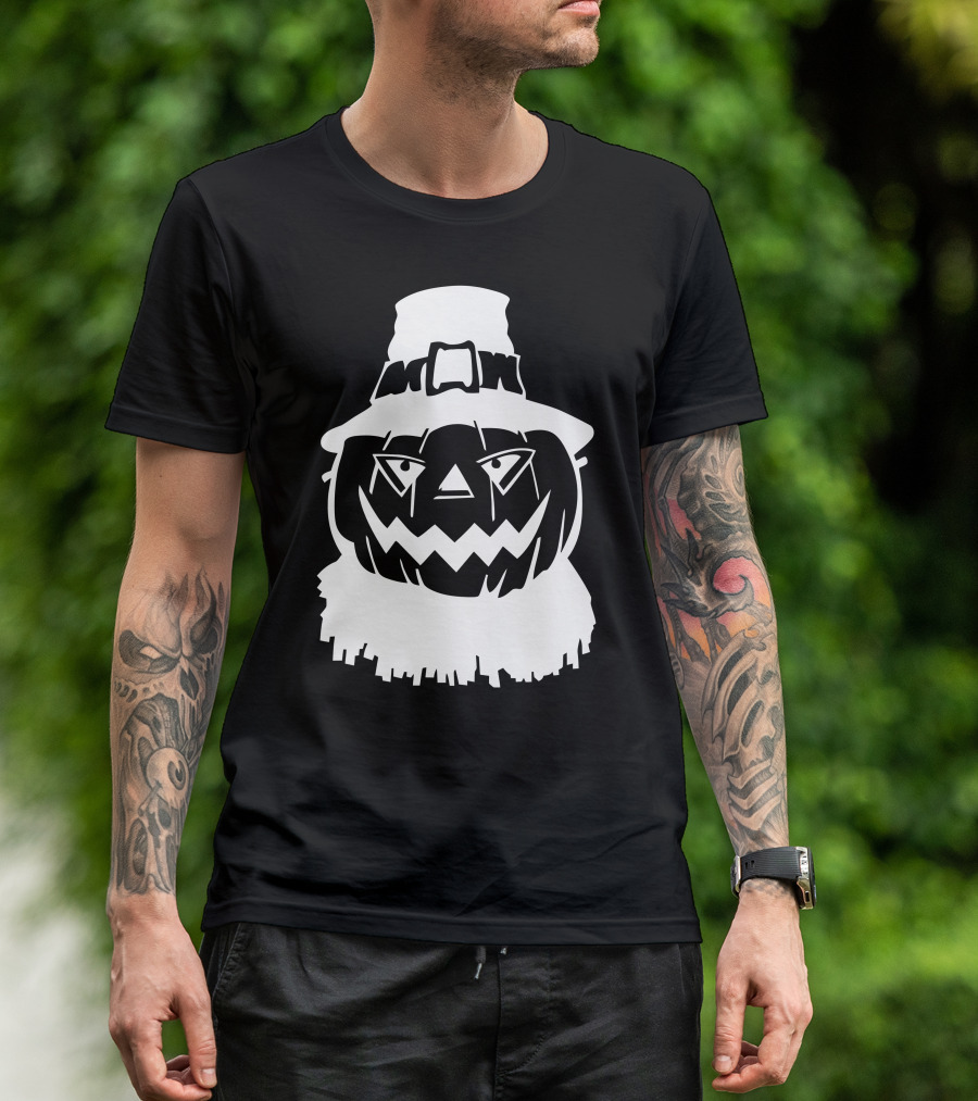 Pumpkin Face Scarecrow Hat T-Shirt
