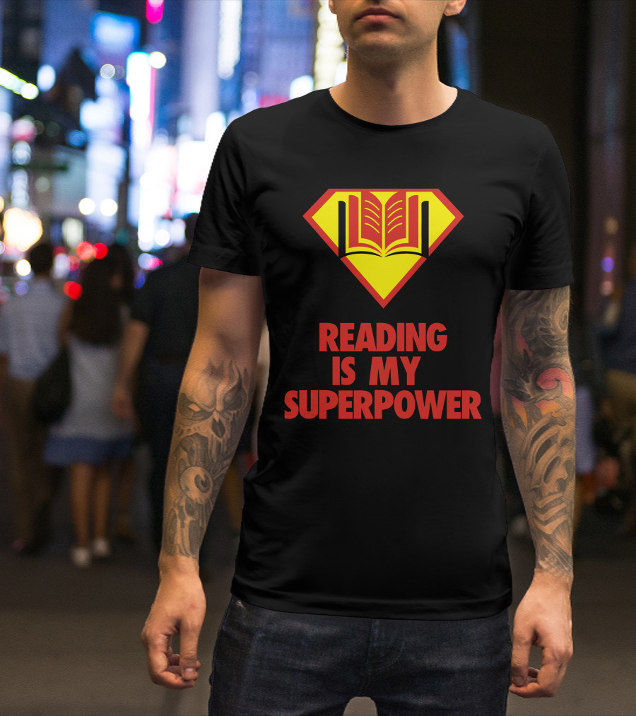 Reading Is My Superpower Book Emblem Hero T-Shirt