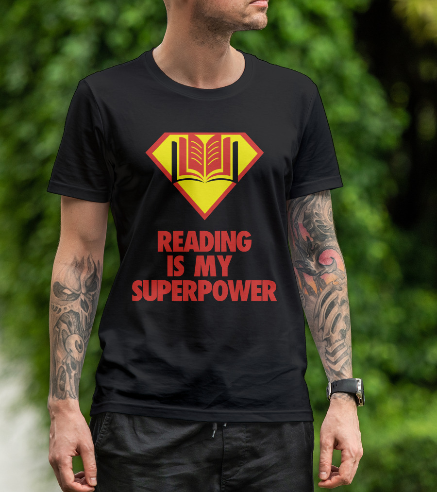 Reading Is My Superpower Book Emblem Hero T-Shirt