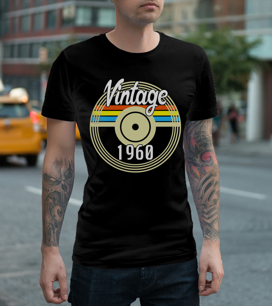 Vintage 1960 Rainbow Stripe Record T-Shirt