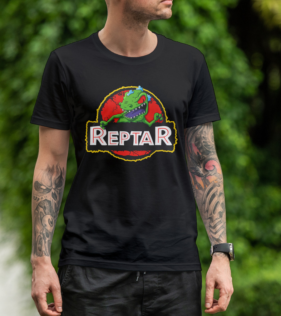 Reptar Dinosaur Red Circle Background Rugrats 90s Nickelodeon T-Shirt