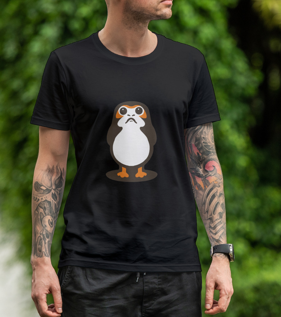 Retro Galactic Penguin Meets Porg T-Shirt