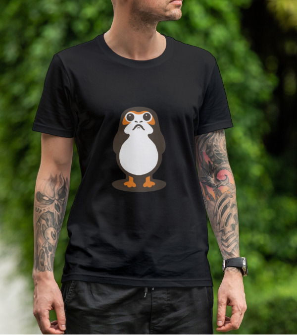 Retro Galactic Penguin Meets Porg T-Shirt