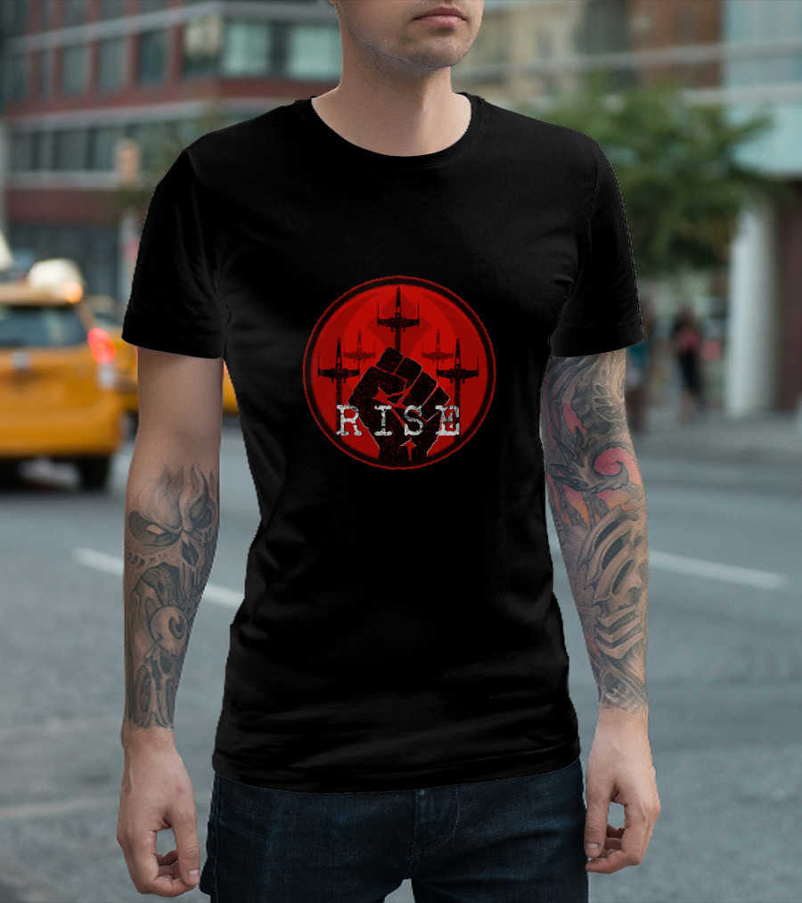 RISE Red Circle Fist With Airplanes T-Shirt