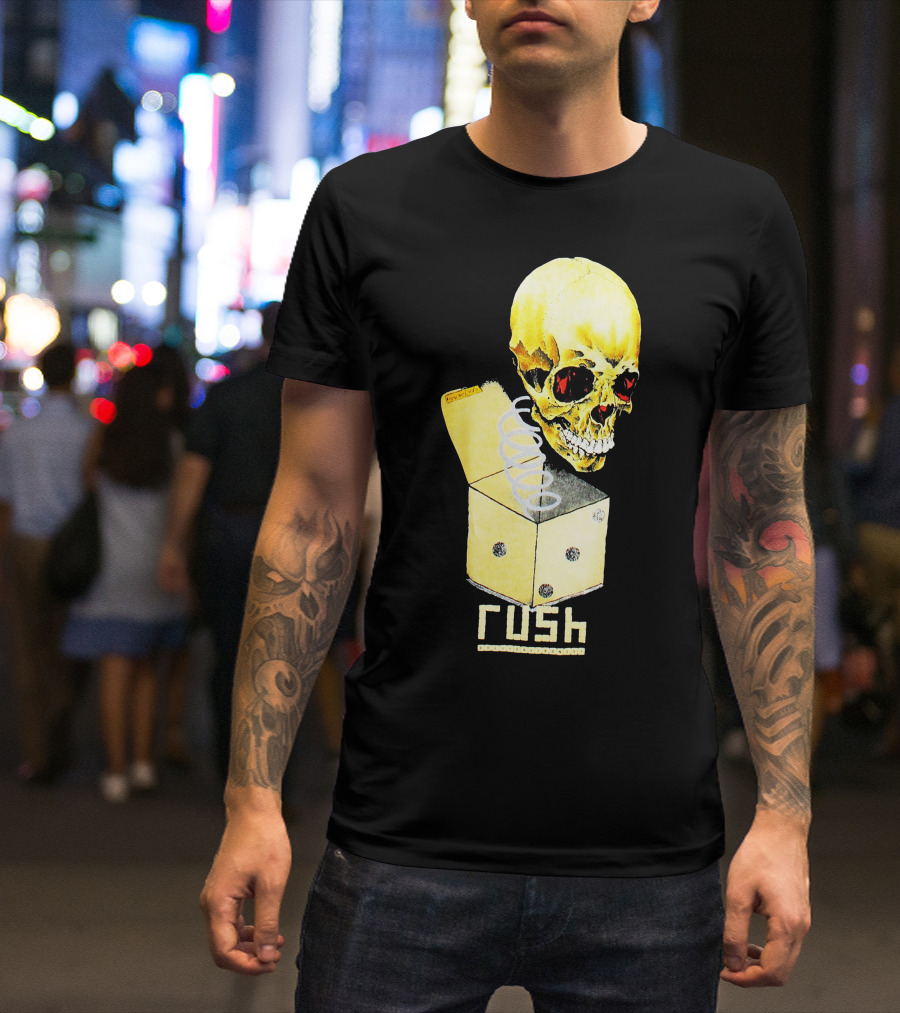 Rush Pushead Skull Springing From Dice Box T-Shirt