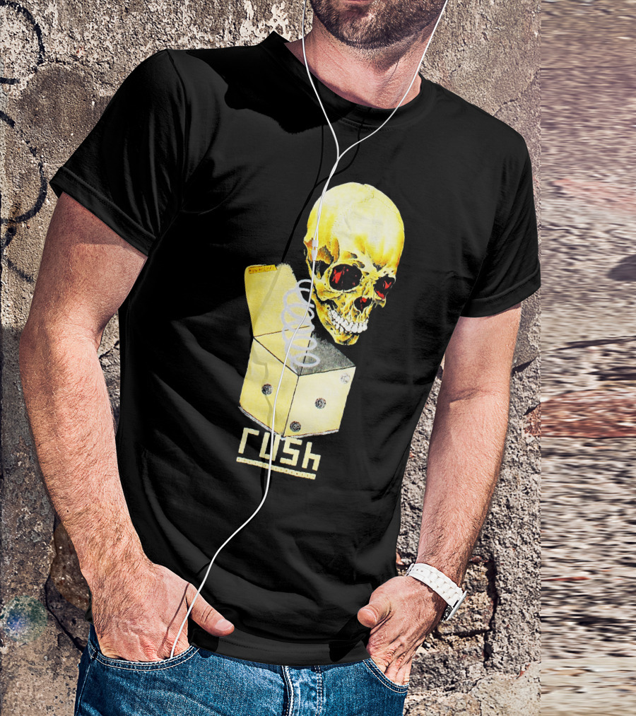 Rush Pushead Skull Springing From Dice Box T-Shirt