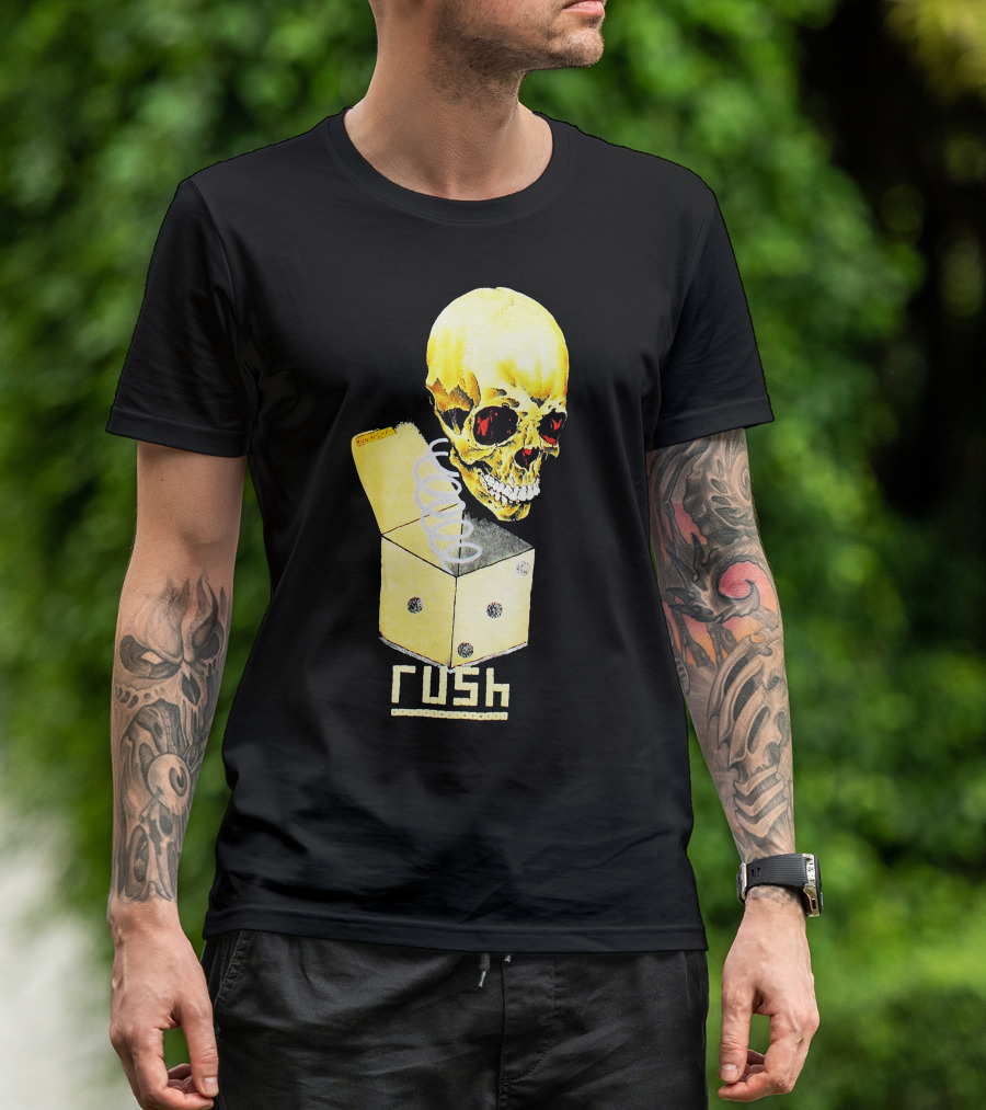Rush Pushead Skull Springing From Dice Box T-Shirt