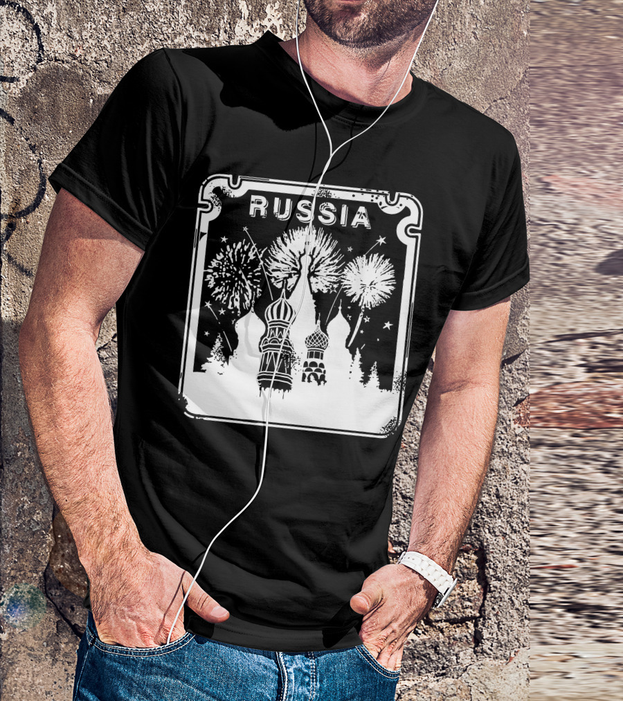 Russia Saint Basil's Cathedral Fireworks T-Shirt